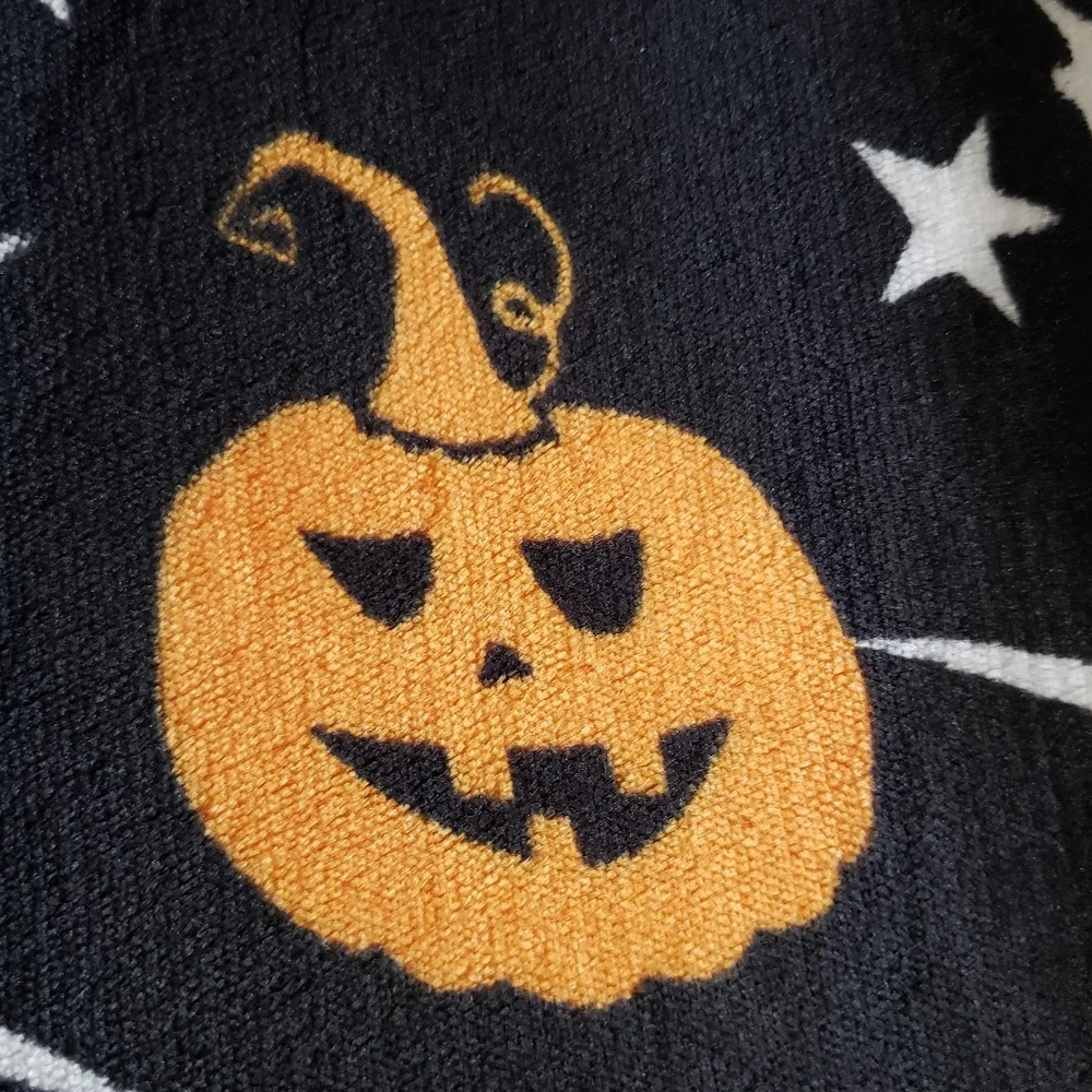 Halloween Ghost, Pumpkin, Bats Black Plush Sherpa Throw Blanket 50x60 NWT